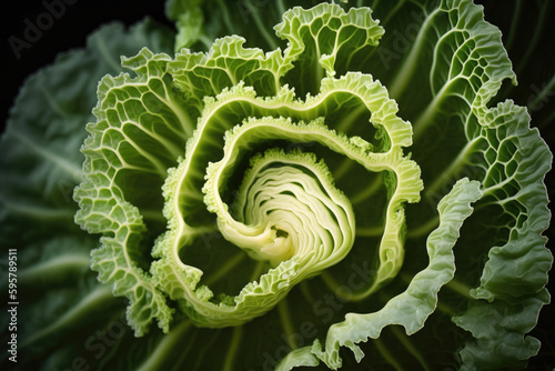 Premium Close up shot of Escarole. Vegetable themed, healthy eating concept. Generative AI. photo