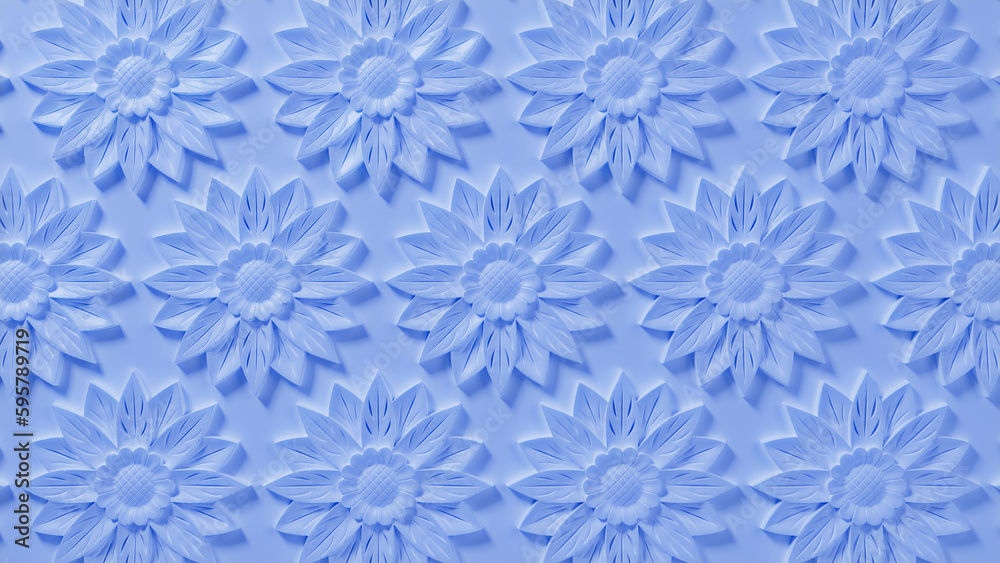 Elegant Bright Ornate Pattern Wallpaper. Blue 3D Baroque Background. Elegant Bright Ornate Pattern Wallpaper. Blue 3D Baroque Background.