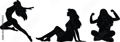 silhouette of a sitting girls