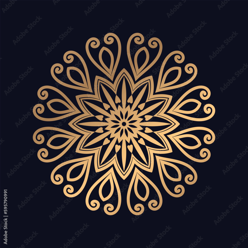 Ethnic gold color mandala design background Ethnic gold color mandala design background