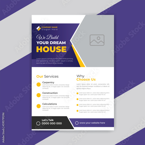 Construction renovation and real estate business flyer template design