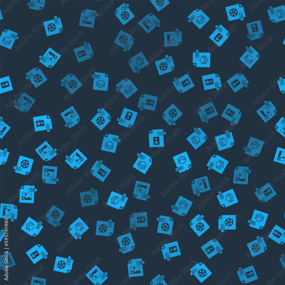 Set AVI file document, PSD, WAV and GIF on seamless pattern. Vector Set AVI file document, PSD, WAV and GIF on seamless pattern. Vector