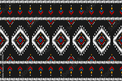 Carpet ethnic ikat pattern art. Geometric ethnic ikat seamless pattern in tribal. Mexican style. Design for background  wallpaper  illustration  fabric  clothing  carpet  textile  batik  embroidery.