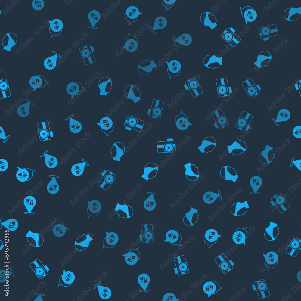 Set Flippers for swimming, Diving hood, Photo camera diver and on seamless pattern. Vector Set Flippers for swimming, Diving hood, Photo camera diver and on seamless pattern. Vector
