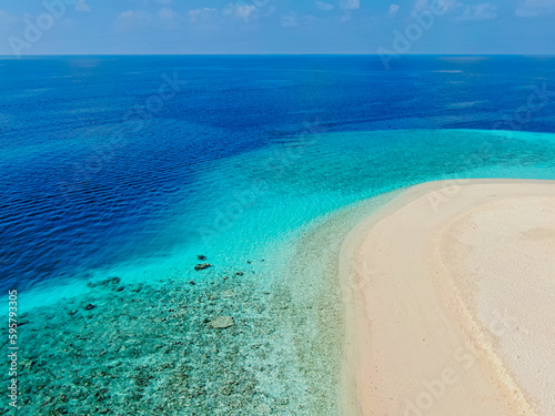 Tropical paradise atoll Ukulhas island aerial view
