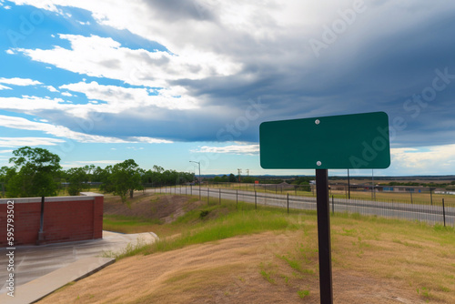 An empty sign without an inscription on nature. AI Generated