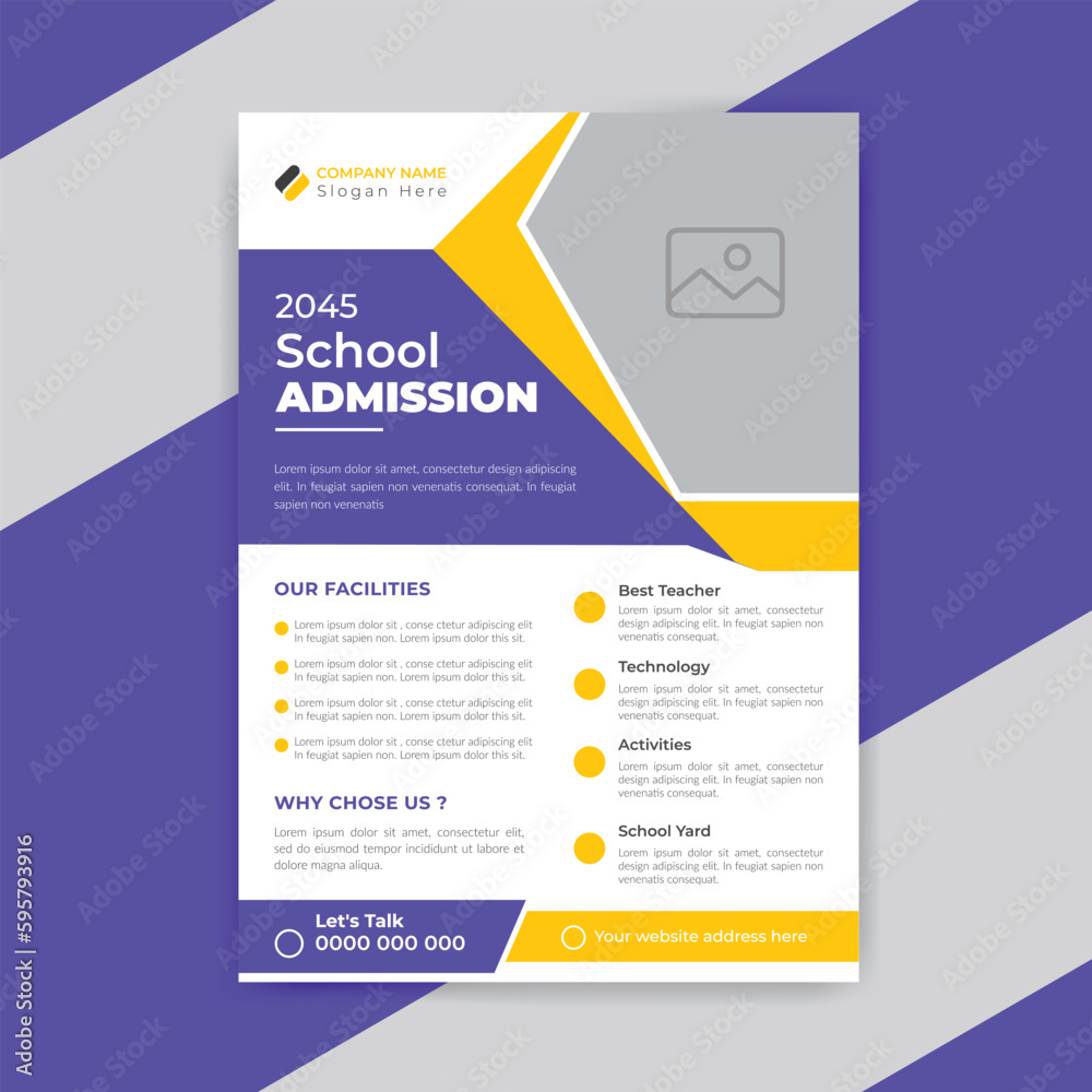 Professional and modern online school education kids admission poster template