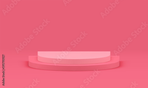 Pink podium level foundation 3d scene for retail merchandise product premium presentation vector