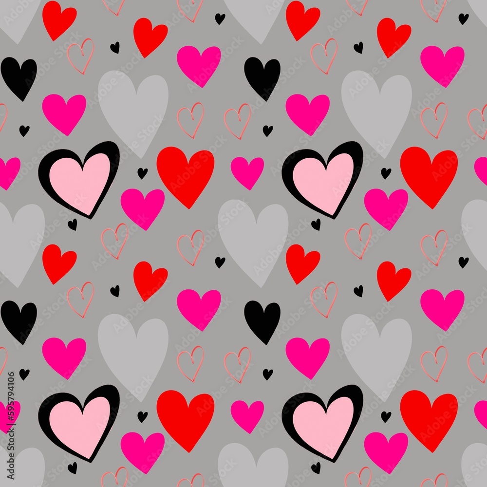 Romantic seamless pattern. Background for Valentin's day with hearts