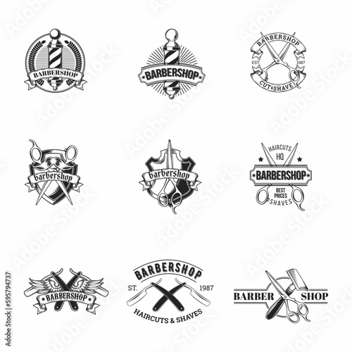 barbershop logo vector icon free