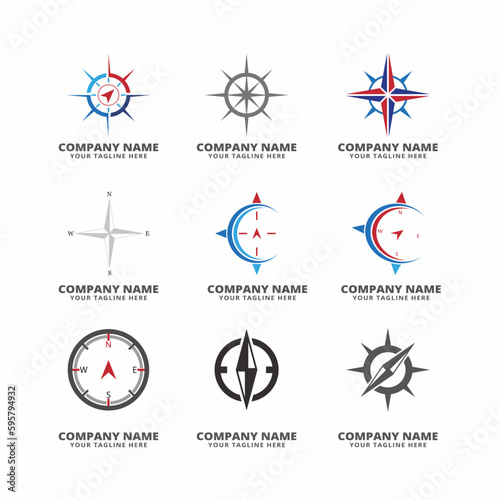 set of compass navigation logo vector
