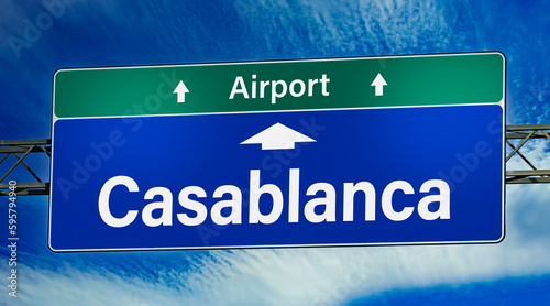 Road sign indicating direction to the city of Casablanca