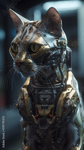 robot cat portrait from the future. Generative AI