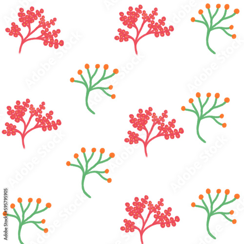 Coral red and green color, coral png, Watercolor coral collection, Hand drawn png. 