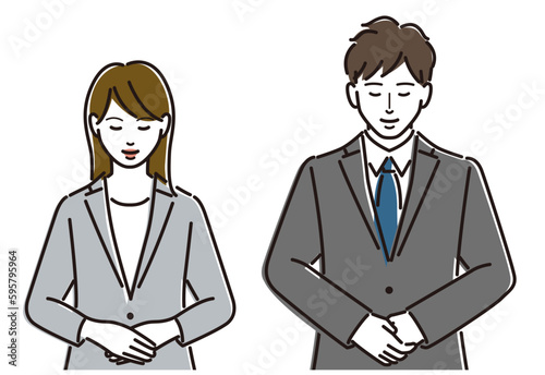 お辞儀　男女　会社員　セット