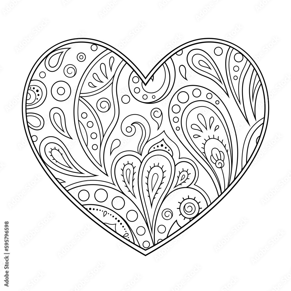 Mehndi flower pattern in form of heart for Henna drawing and tattoo. Decoration in ethnic oriental, Indian style. Valentine's day greetings. Coloring book page. Mehndi flower pattern in form of heart for Henna drawing and tattoo. Decoration in ethnic oriental, Indian style. Valentine's day greetings. Coloring book page.
