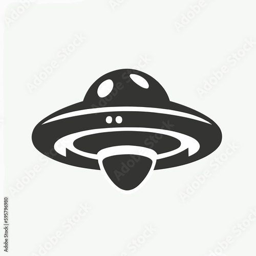 UFO, flying saucer, vector, black and white, grayscale, monochromatic, logo / symbol