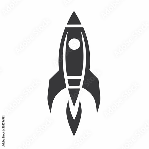 Space rocket vector, black and white, grayscale, monochromatic, logo / symbol