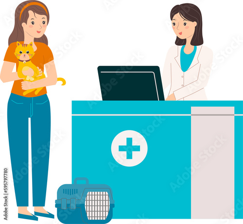She brought the cat to the veterinarian.
