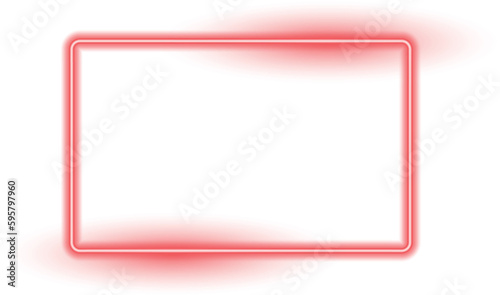 Abstract red neon lighting rectangular frame