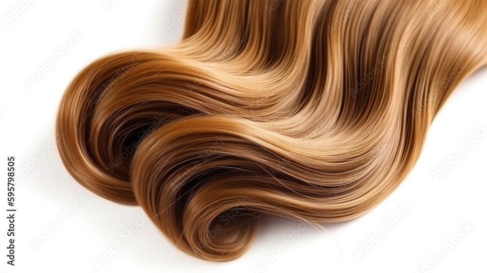 Beautiful glossy hair texture isolated on white background. Generative AI. Beautiful glossy hair texture isolated on white background. Generative AI.
