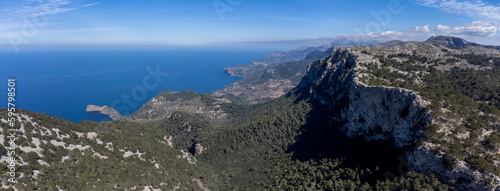 Archduke s refuge in Talaia Vella and aerial view of the Archduke s path  Valldemossa  Majorca  Balearic Islands  Spain