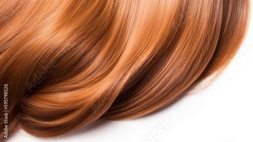 Beautiful glossy hair texture isolated on white background. Generative AI.