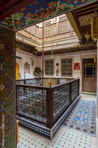 nterior of a traditional moroccan riad, Fez, morocco, africa photo