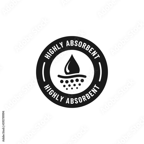 Absorbent label vector or Absorbent sign vector isolated in flat style. Best Absorbent label vector for product packaging design element. Absorbent sign vector for product design element.