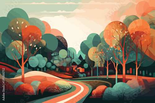 Dreamlike Hues: An Illustration of a Serene Landscape