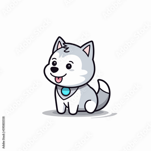 happy puppy husky dog sitting