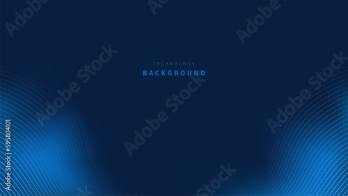 Fotografiet Technology background with blue waves. Editable stroke
