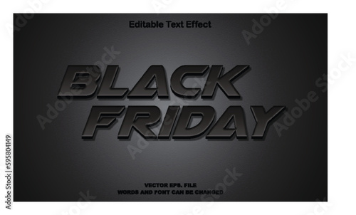 Black friday text effect template, editable sale and fashion text style, friday 3d editable text effect
