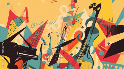 International jazz day background with watercolor illustration generative ai