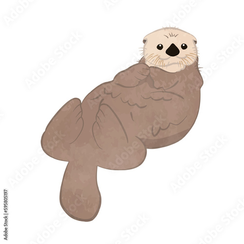 Illustration of a cute sea otter lying down