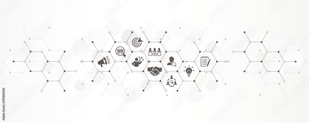 human resources banner with the website icons and symbol. Design banner