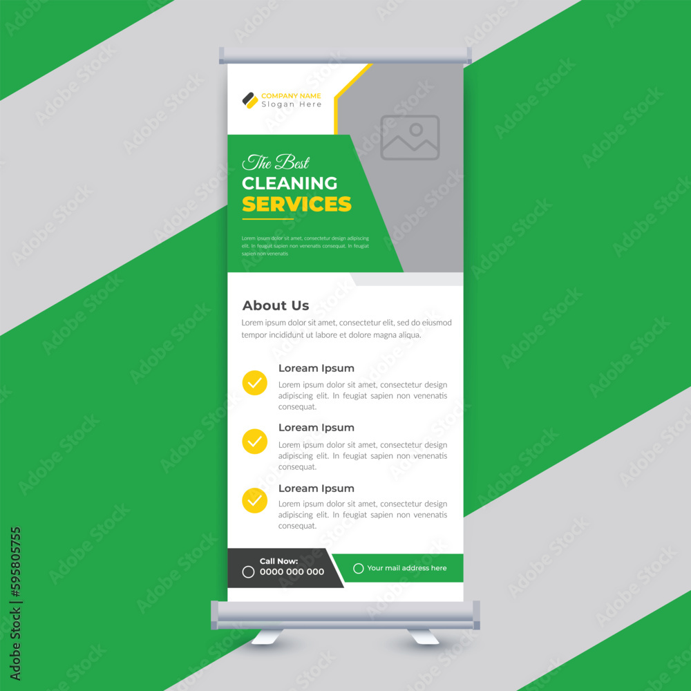 Modern cleaning service business roll banner template Modern cleaning service business roll banner template