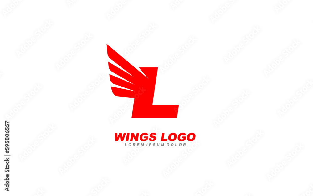 L Logo with WINGS letter concept for template L Logo with WINGS letter concept for template