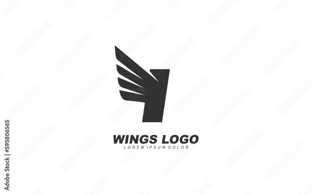 I Logo with WINGS letter concept for template I Logo with WINGS letter concept for template