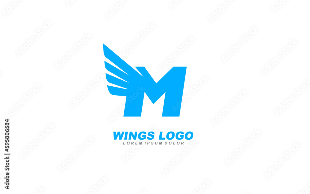 M Logo with WINGS letter concept for template M Logo with WINGS letter concept for template