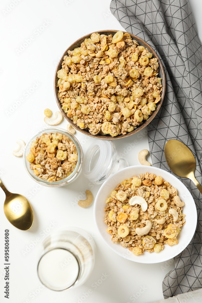Photo of uncooked food for breakfast - muesli Photo of uncooked food for breakfast - muesli