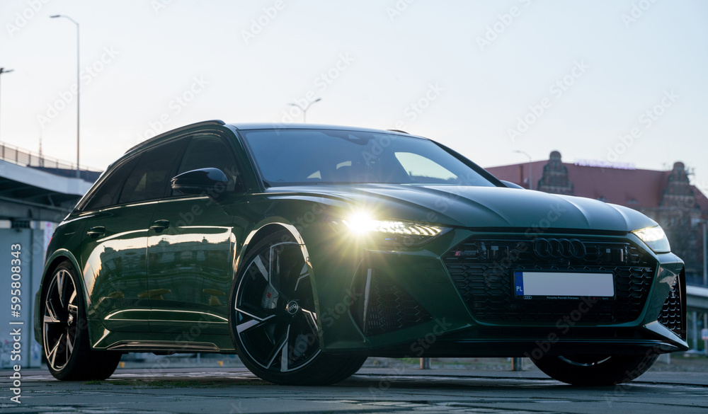 Audi RS6 Avant - a sporty station wagon in urban space Stock Photo