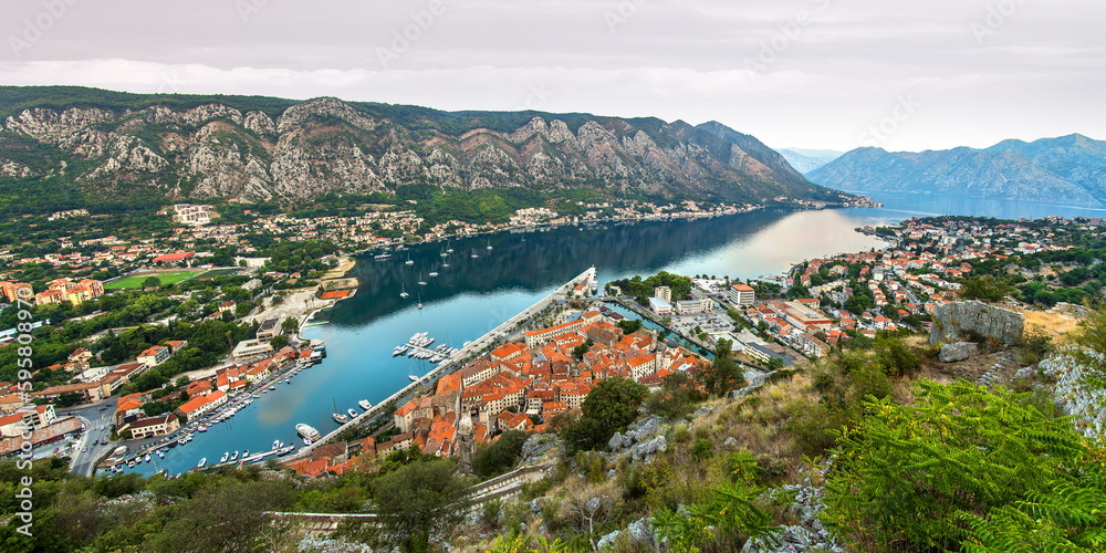 panorama of bay of kotor in montenegro