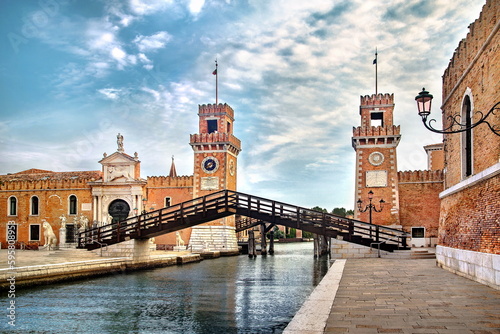 arsenal building and water channel in venice