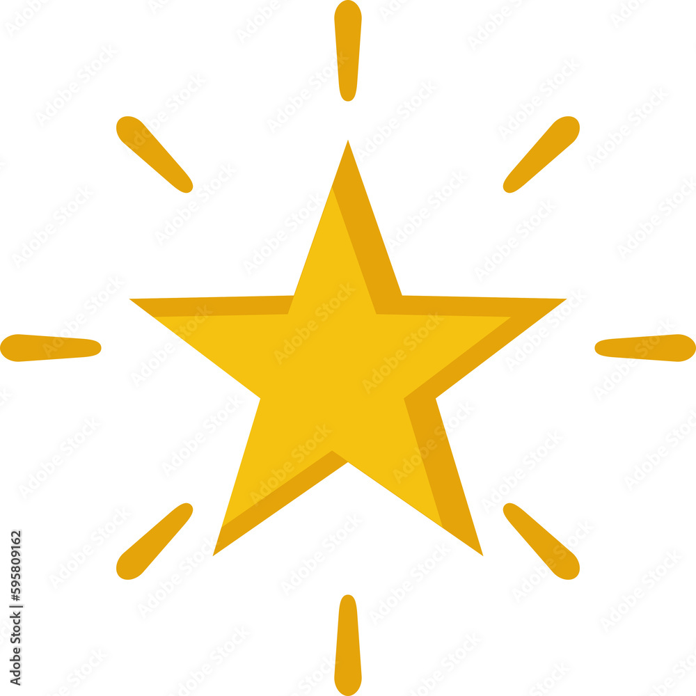 Obraz premium Yellow star with sparkle light rays icon PNG