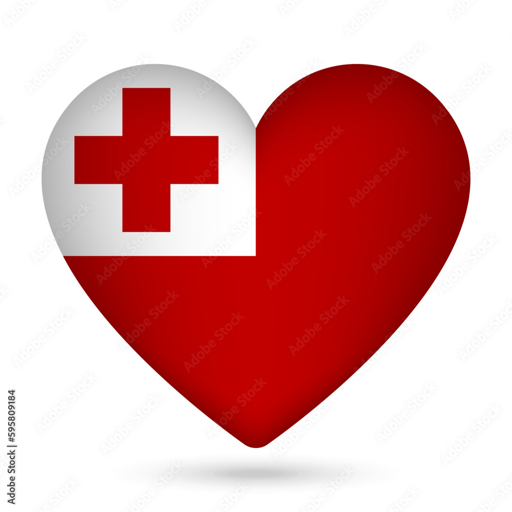 Tonga flag in heart shape. Vector illustration. Tonga flag in heart shape. Vector illustration.