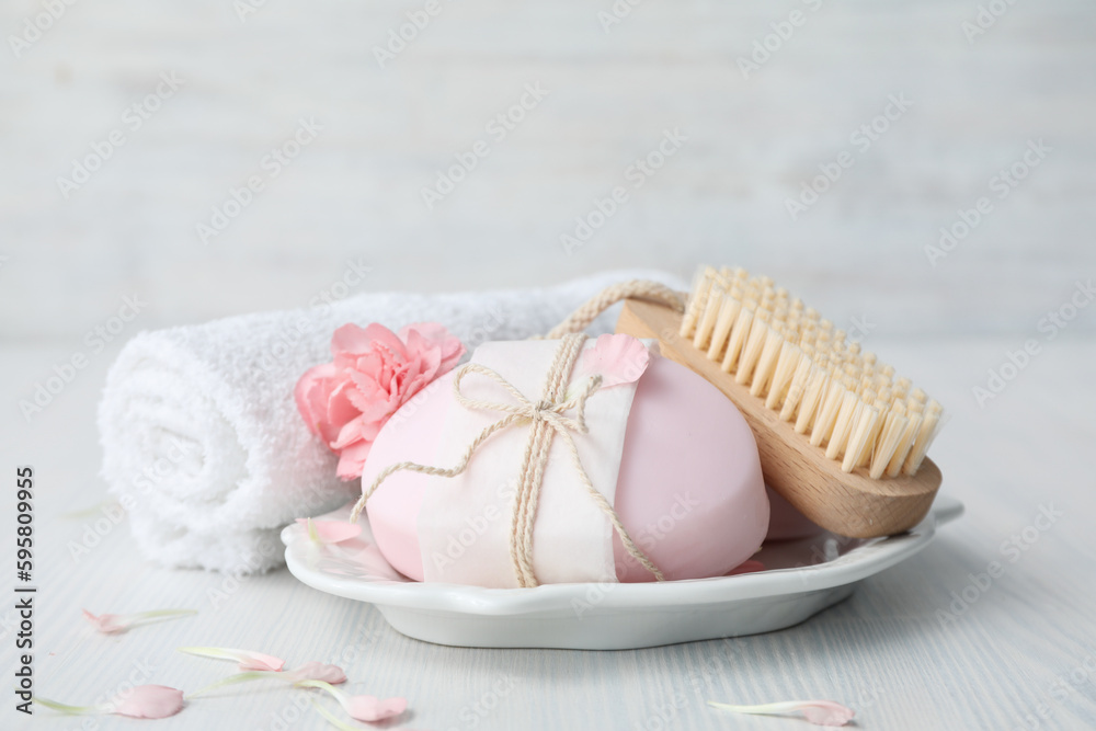 Concept of bath and skin care accessories - soap Concept of bath and skin care accessories - soap