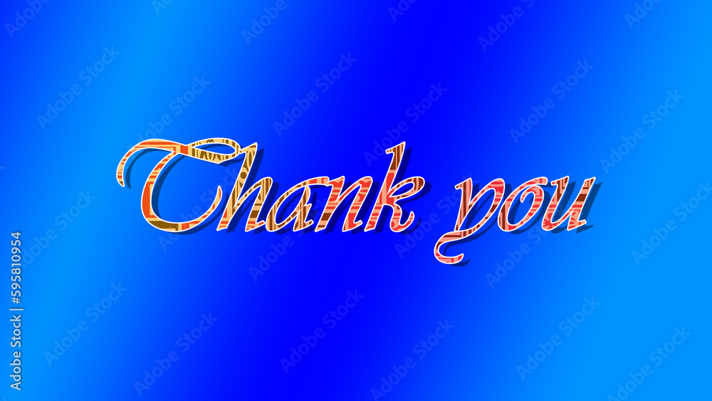 Thank you lettering in blue color background