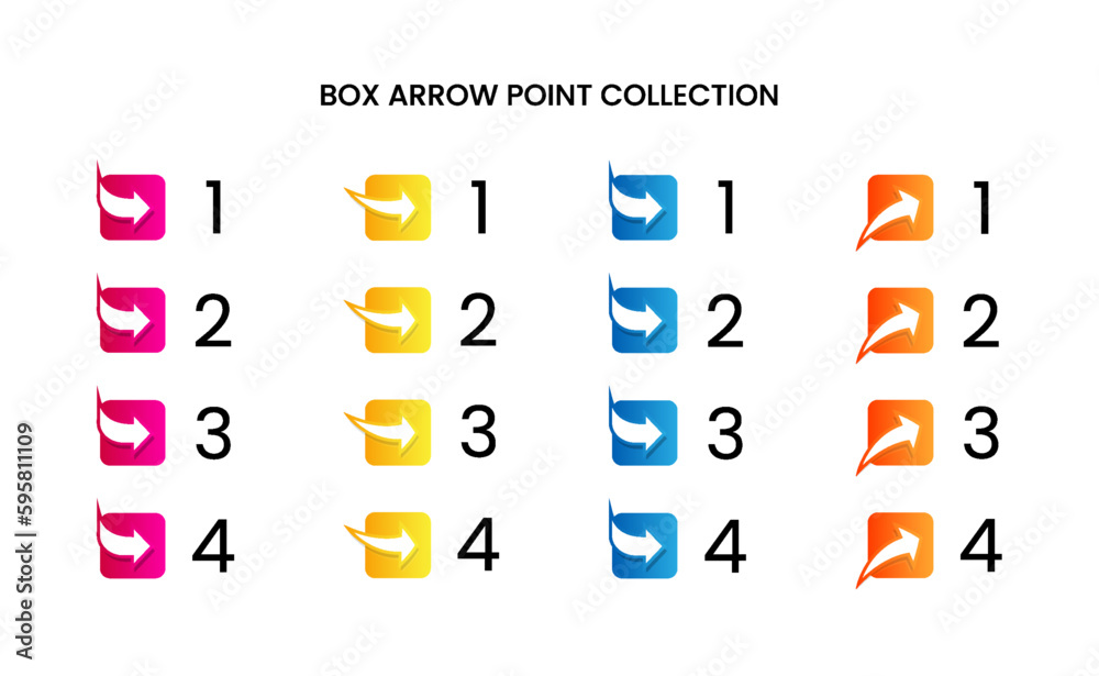 Colorful square arrow point number collection with gradient free vector Colorful square arrow point number collection with gradient free vector