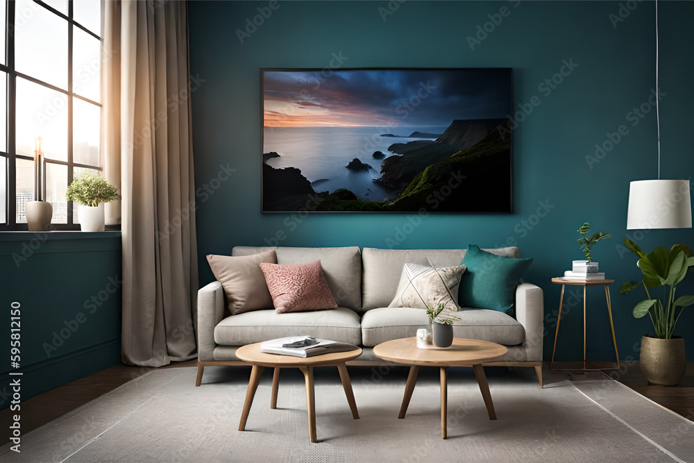The interior design of a living room that's perfect for a movie lover, with comfortable seating and a large screen for watching films | Generative AI The interior design of a living room that's perfect for a movie lover, with comfortable seating and a large screen for watching films | Generative AI